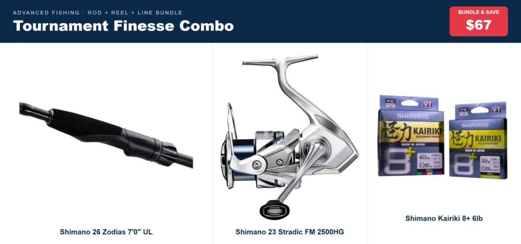 Tournament Finesse Combo | Zodias 7'0" UL Rod, Stradic FM 2500HG Reel & Kairiki 6lb Braid
