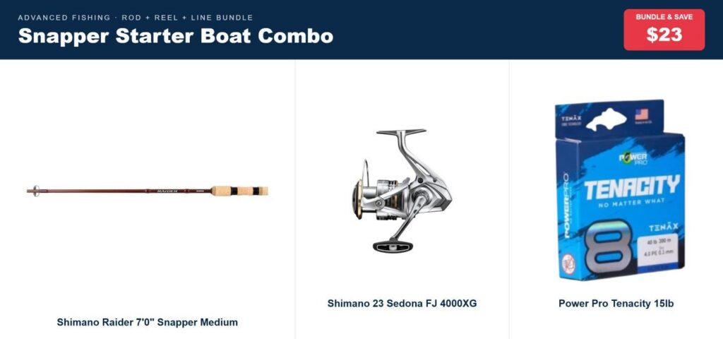 Snapper Starter Boat Combo | Raider 7'0" Snapper Rod, Sedona 4000XG Reel & Power Pro 15lb
