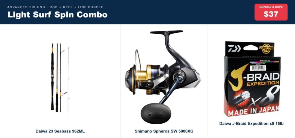 Light Surf Spin Combo | Daiwa Seabass 9'6" Rod, Spheros SW 5000XG Reel & J-Braid 15lb